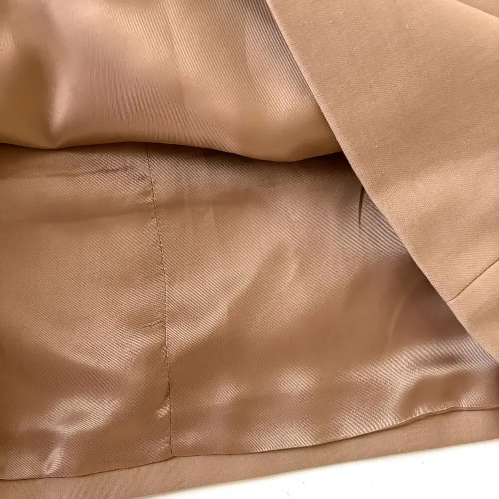 Karen Millen NWT Cotton Blend Button Detail A-Line Skirt Tan Size US 4 UK 8